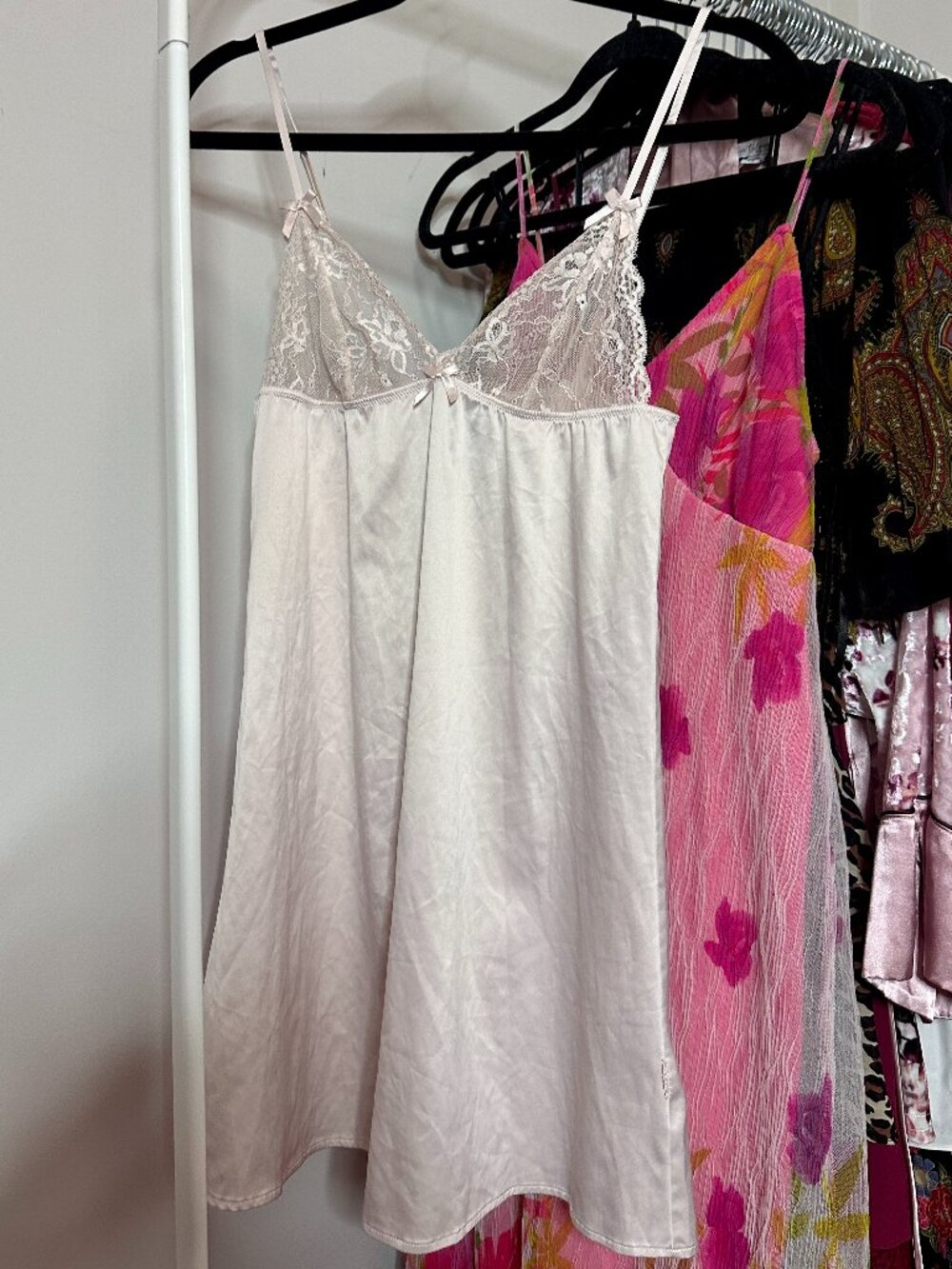 🩰 La Senza Satin Lace Chemise Nightgown Babydoll Slip Dress Coquette Y2K Small